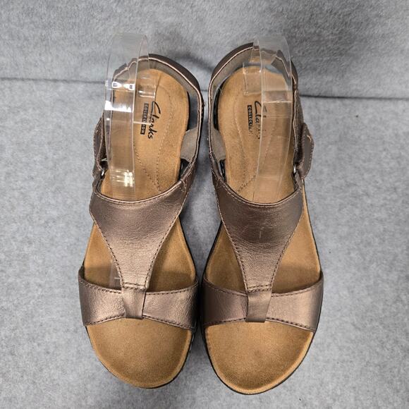 Clarks Leisa Foliage T Strap Sandals Size 9 - Picture 2 of 7
